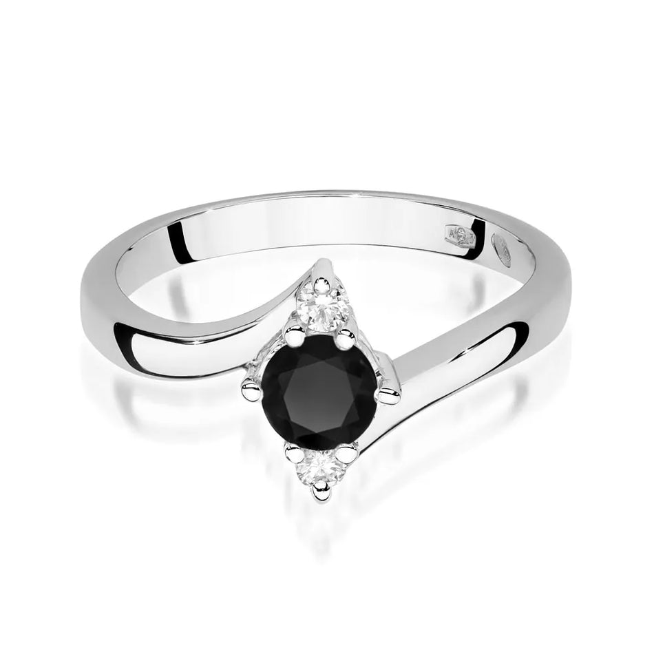 Gold Ring with 0.50ct Black diamond and Diamonds