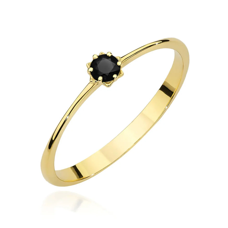 Gold Ring with 0.12ct Black Diamond