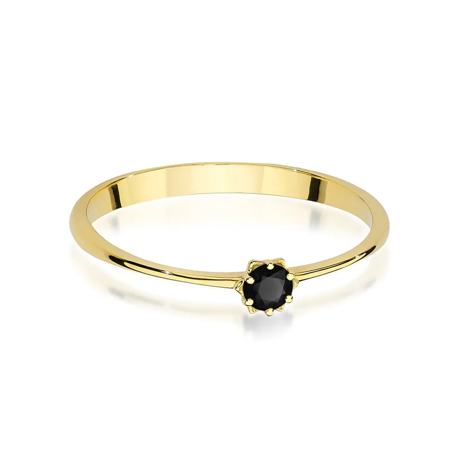 Gold Ring with 0.12ct Black Diamond