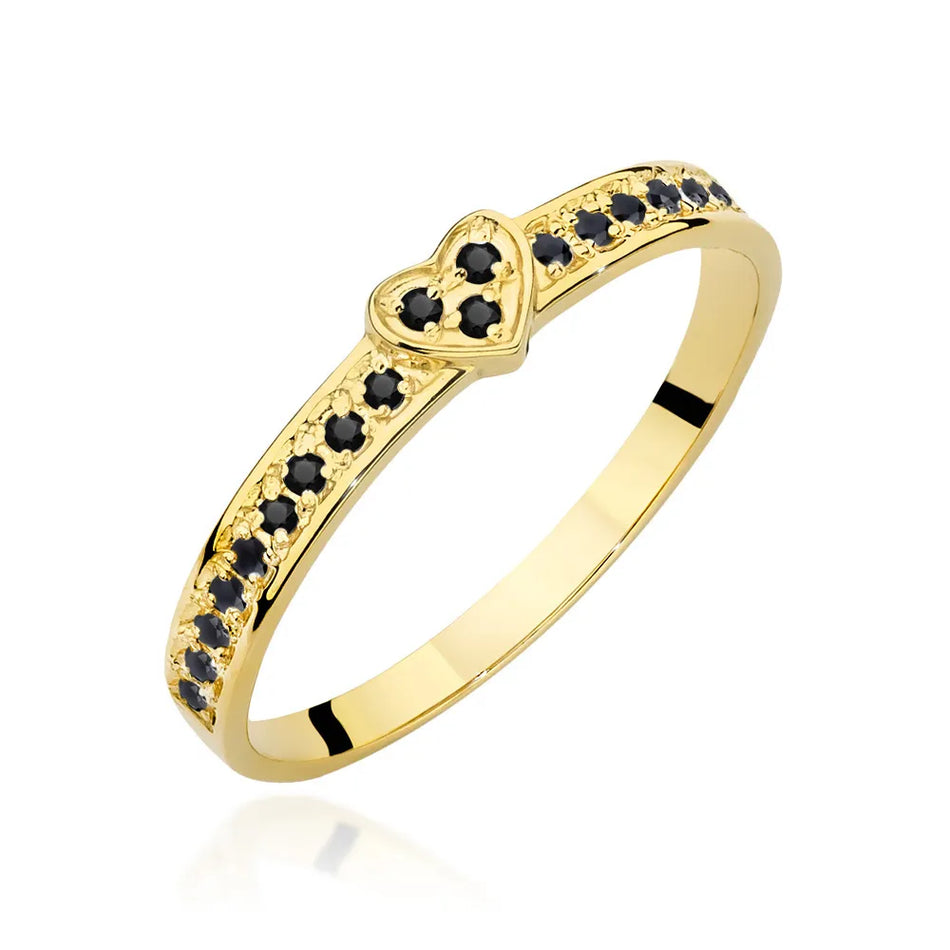 Gold Ring Set with Black Diamonds