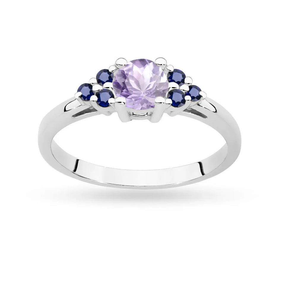 Gold Ring with 0,50ct Amethyst and 6 Sapphires