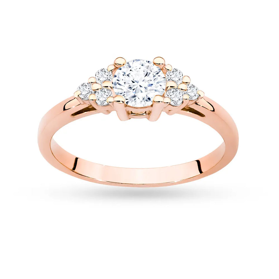 Gold Ring with 0,60ct White Sapphire and 6 Diamonds
