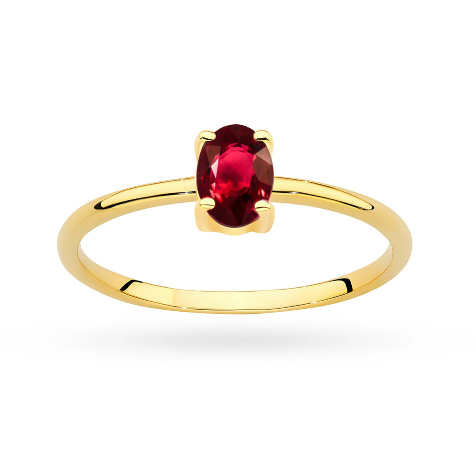 Gold Ring with Red Zirconia
