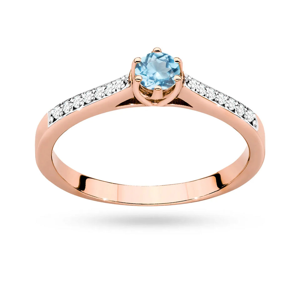 Gold Ring with 0.25ct Topaz and 0.092ct Diamonds