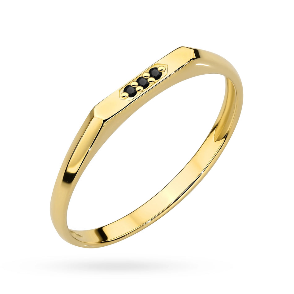 Gold Ring with 0.015ct Black diamonds
