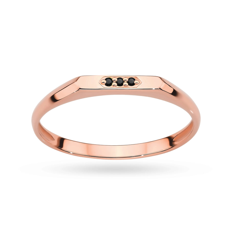 Zlatý prsten s 0,015ct černými diamanty