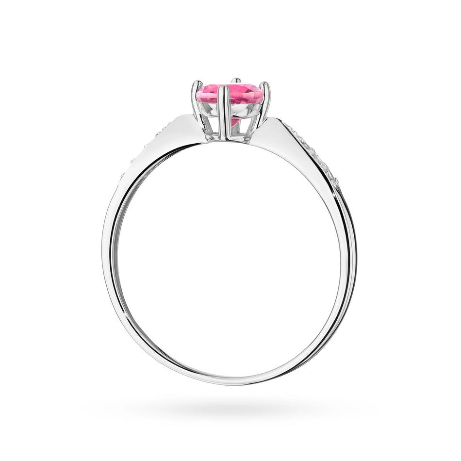 Gold Ring with 0.50ct Pink topaz and 0.068ct Diamonds