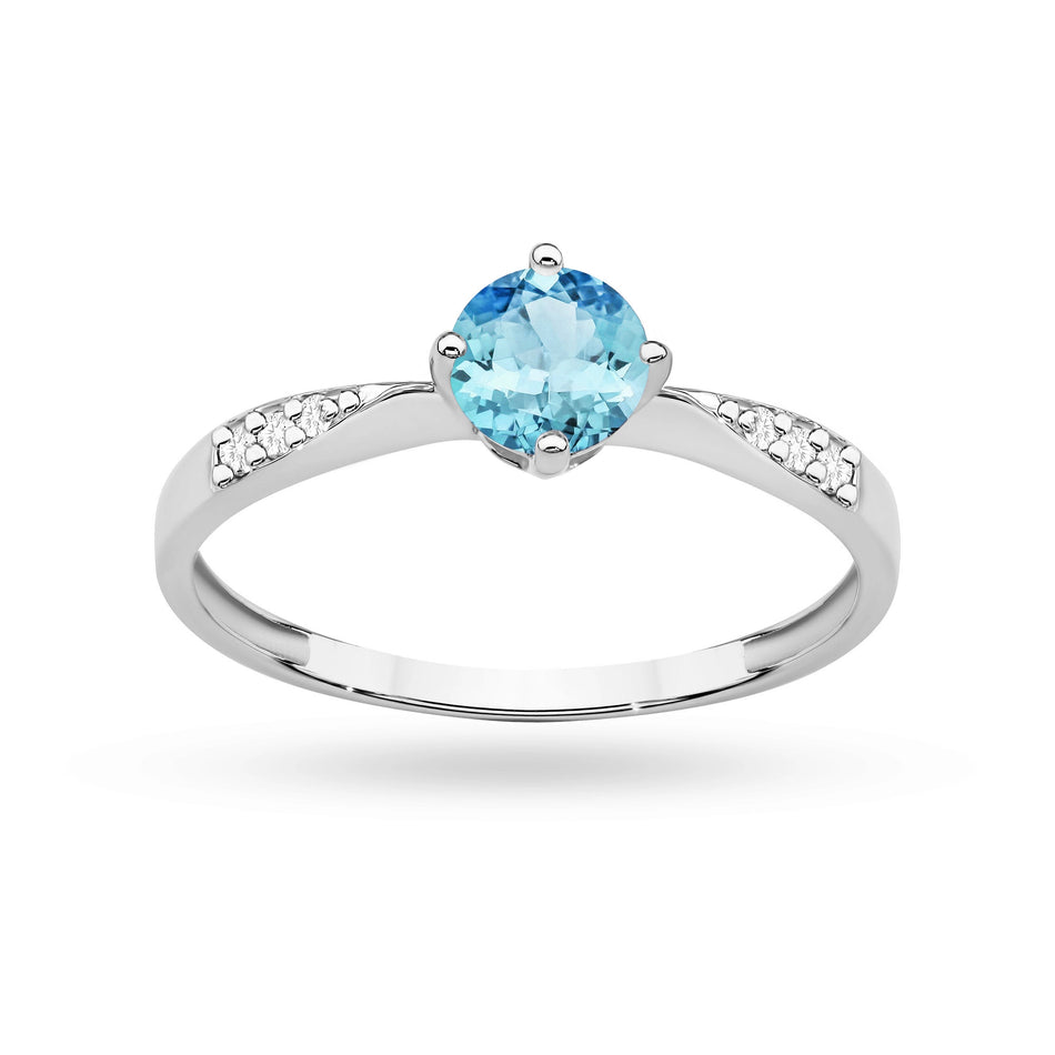 Zlatý prsten s topazem 0,50 ct a diamanty 0,068 ct