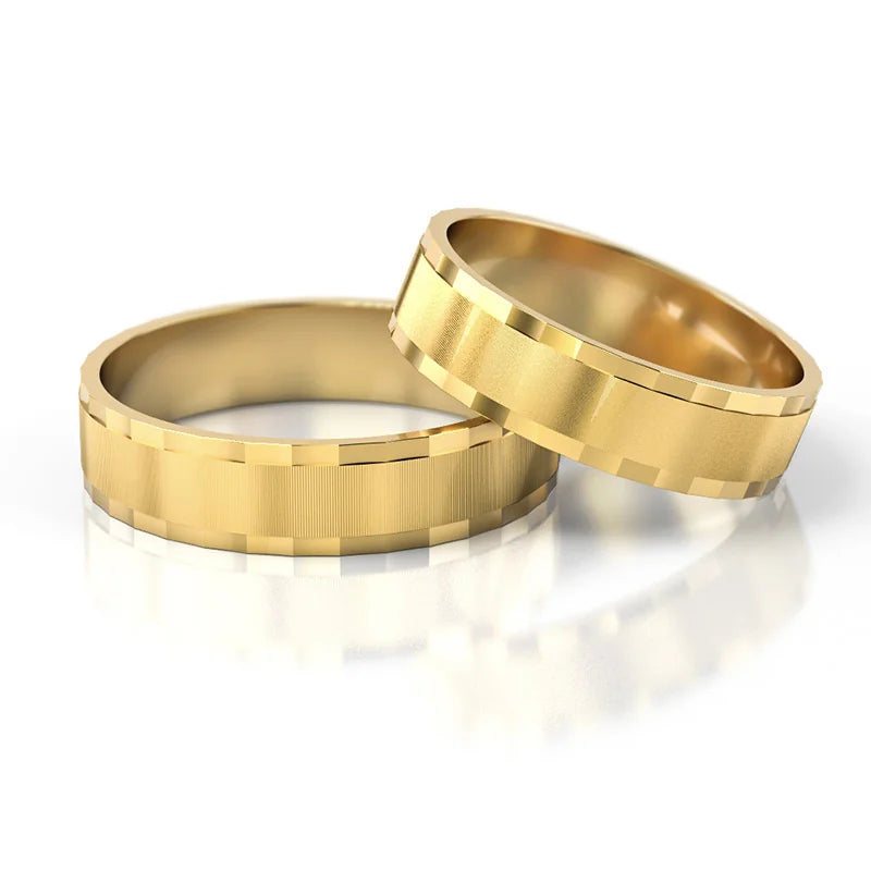 Classic Flat Gold Wedding Bands Rings 5mm