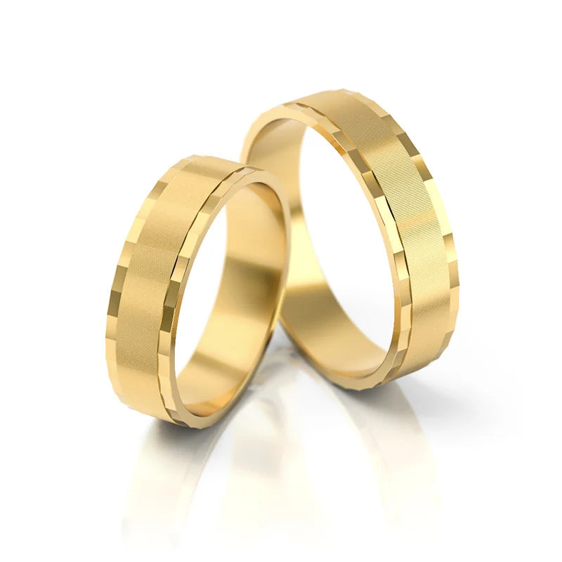 Classic Flat Gold Wedding Bands Rings 5mm