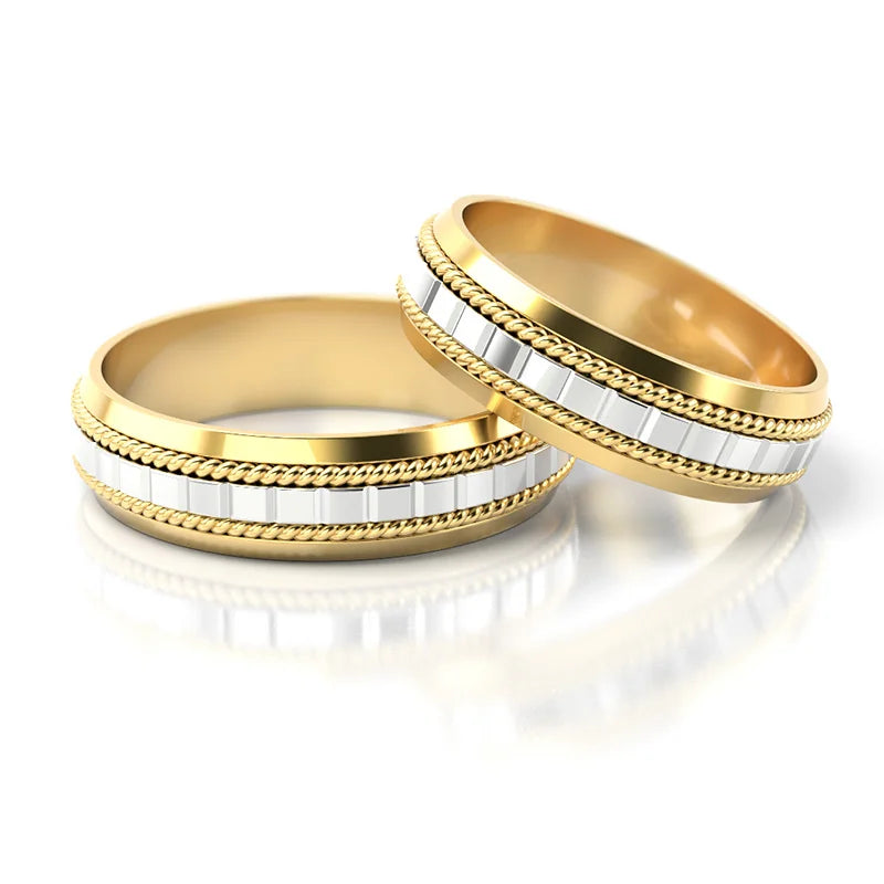 Exquisite Two-color Gold Wedding Bands Rings 5.5mm