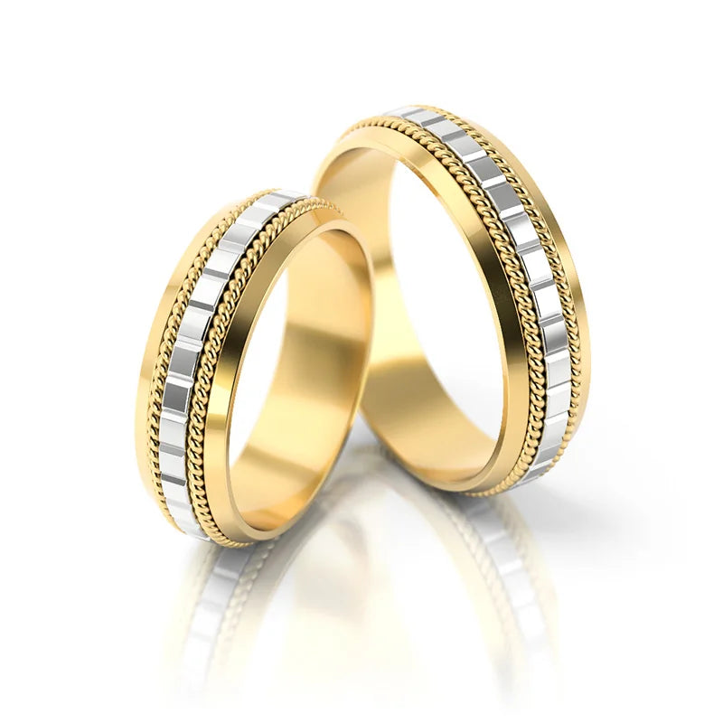 Exquisite Two-color Gold Wedding Bands Rings 5.5mm