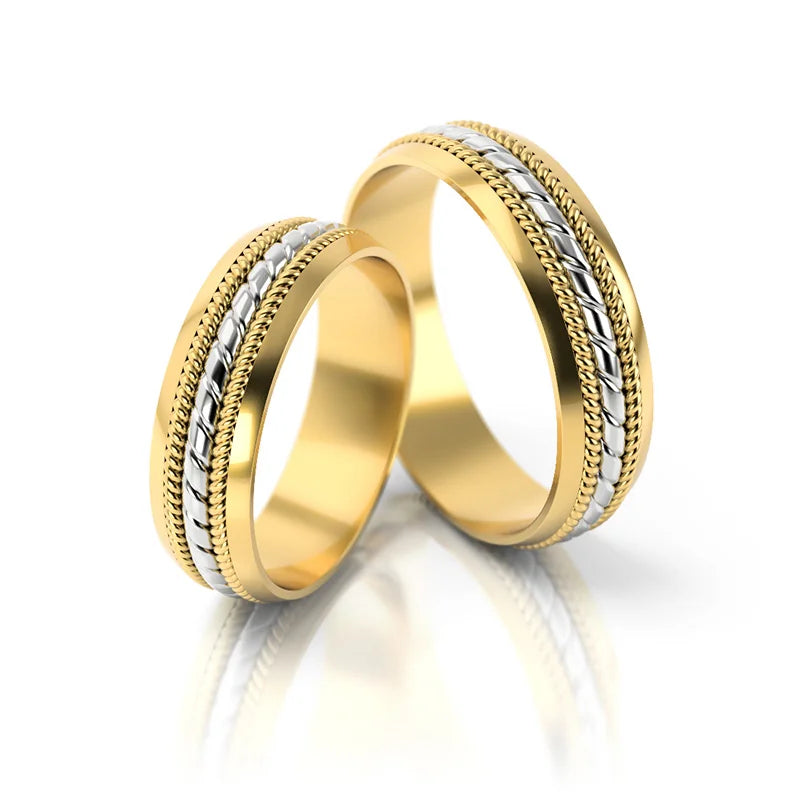 Exquisite Two-color Gold Wedding Bands Rings 5.5mm