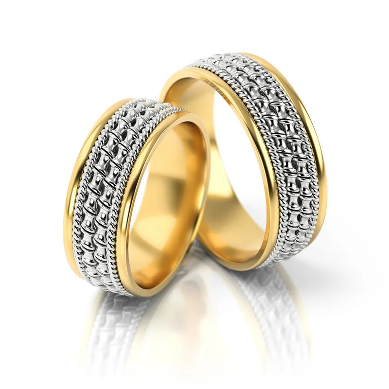 Elegant Braided Two-color Gold Wedding Bands Rings 5mm