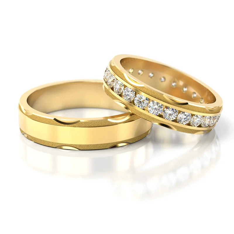 Elegant Gold Wedding Bands Rings with Zirconia 5mm