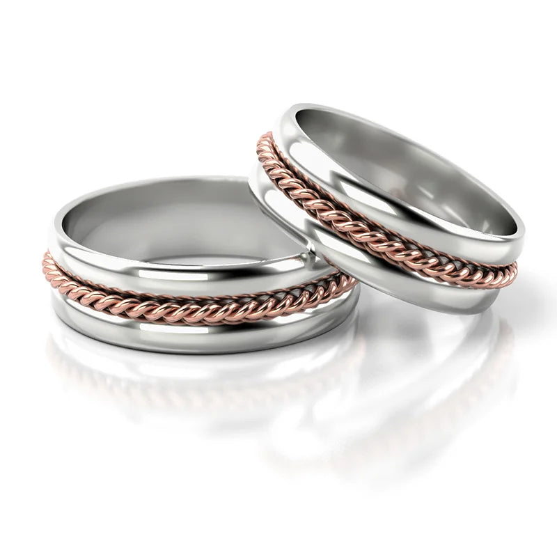 Exquisite Two-color Gold Wedding Bands Rings 6mm