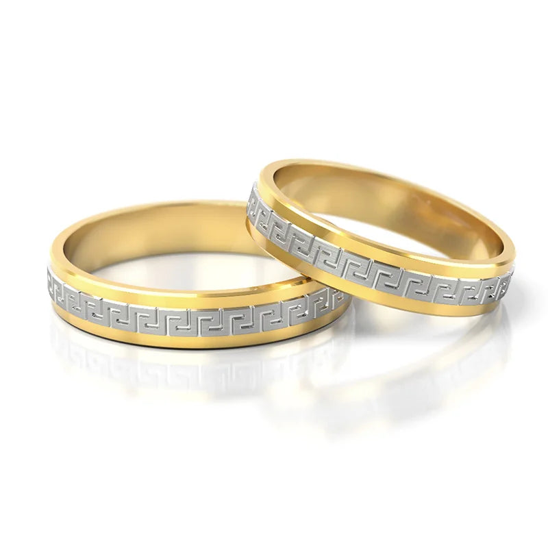 Two-color Gold Wedding Bands Rings 4mm
