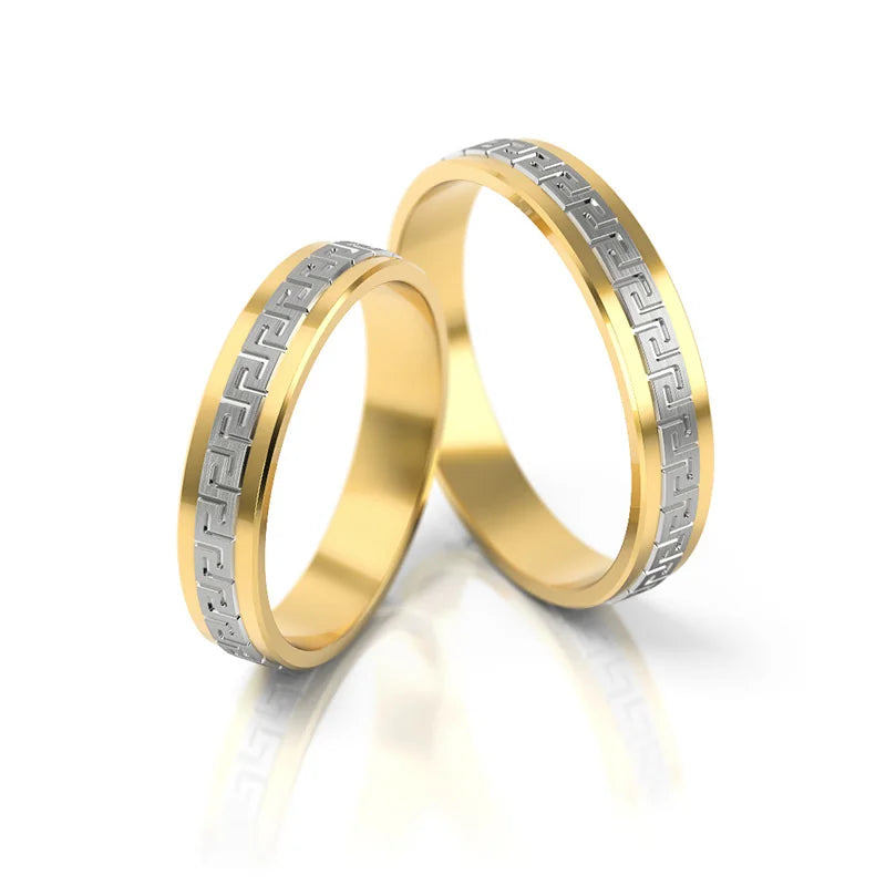 Two-color Gold Wedding Bands Rings 4mm
