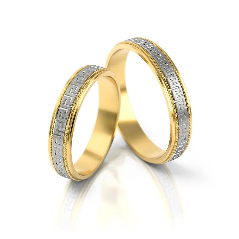 Two-color Gold Wedding Bands Rings 4mm