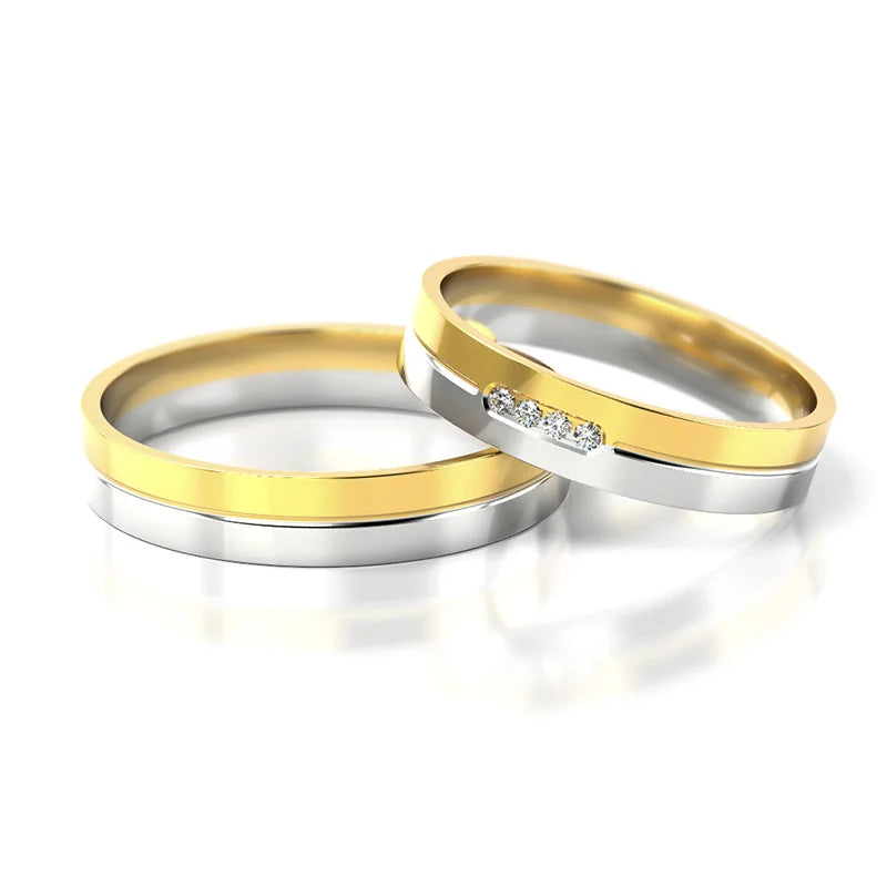 Dvoubarevné zlaté snubní prsteny s diamanty 4mm