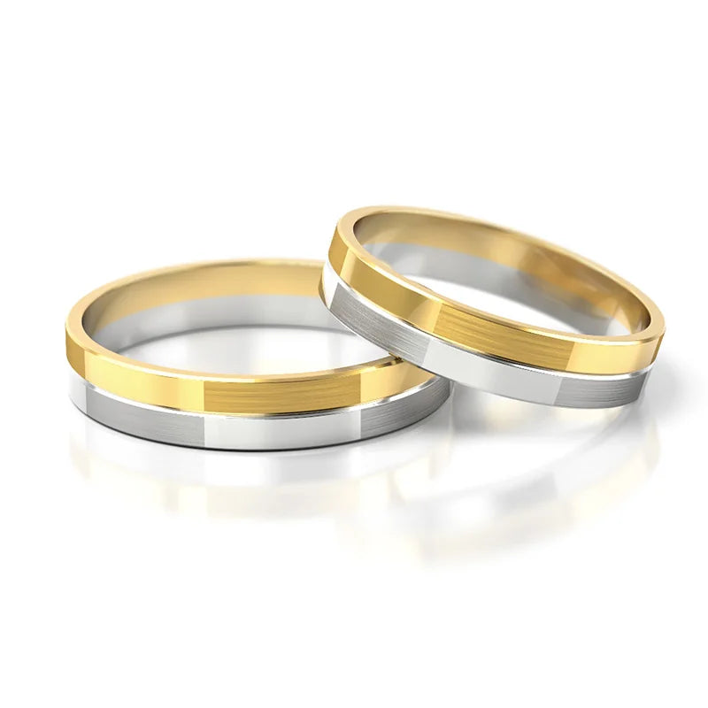 Two-color Gold Wedding Bands Rings 4mm