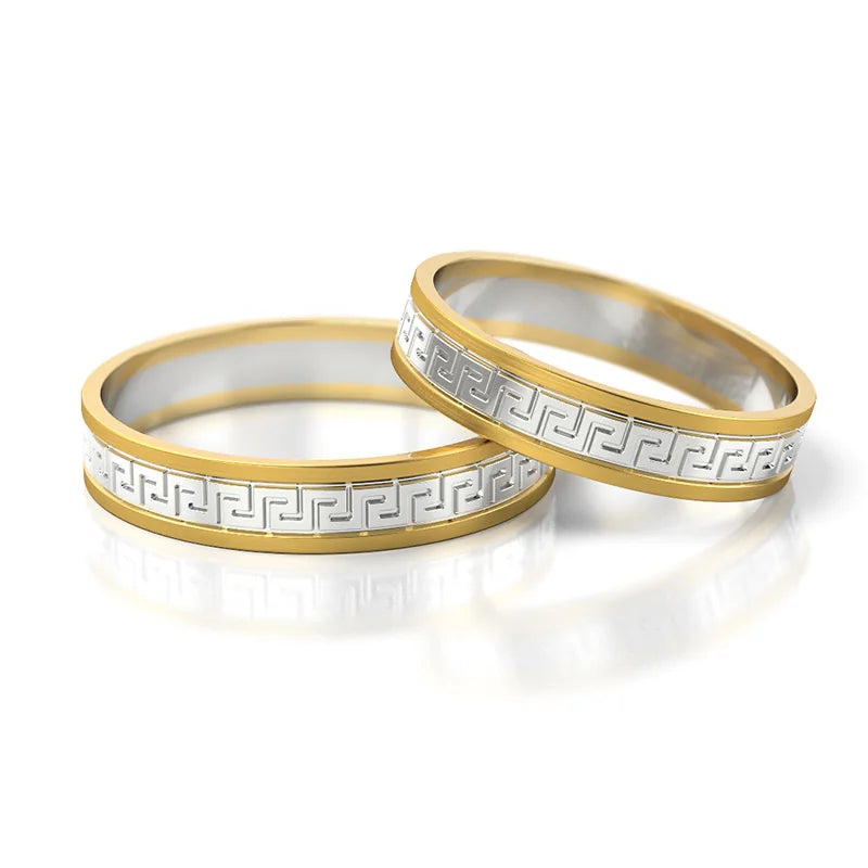 Two-color Gold Wedding Bands Rings 5mm
