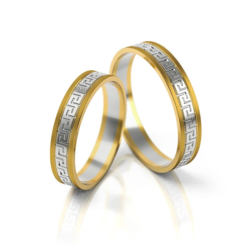 Two-color Gold Wedding Bands Rings 5mm