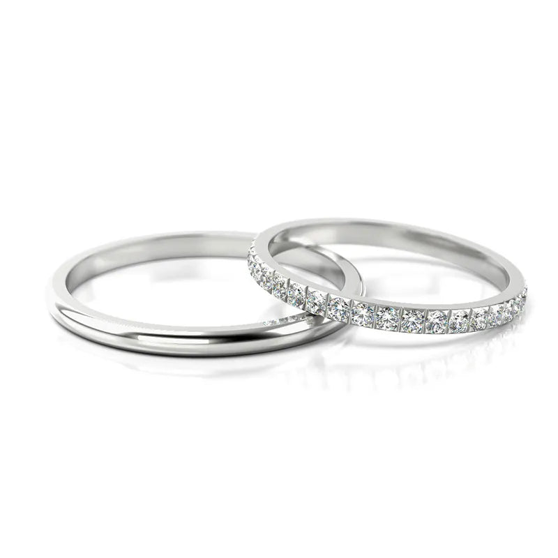 Úzké snubní prsteny z bílého zlata se zirkonií 1,8 mm