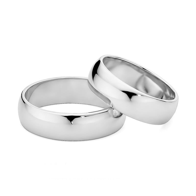 Klasické polokulaté zlaté snubní prsteny 6mm