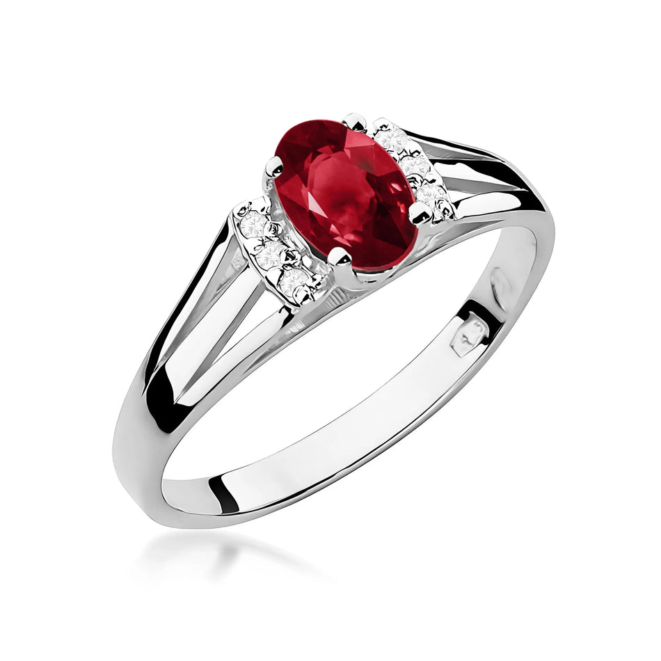 Zlatý prsten s 0,50ct granátem a 0,052ct diamanty