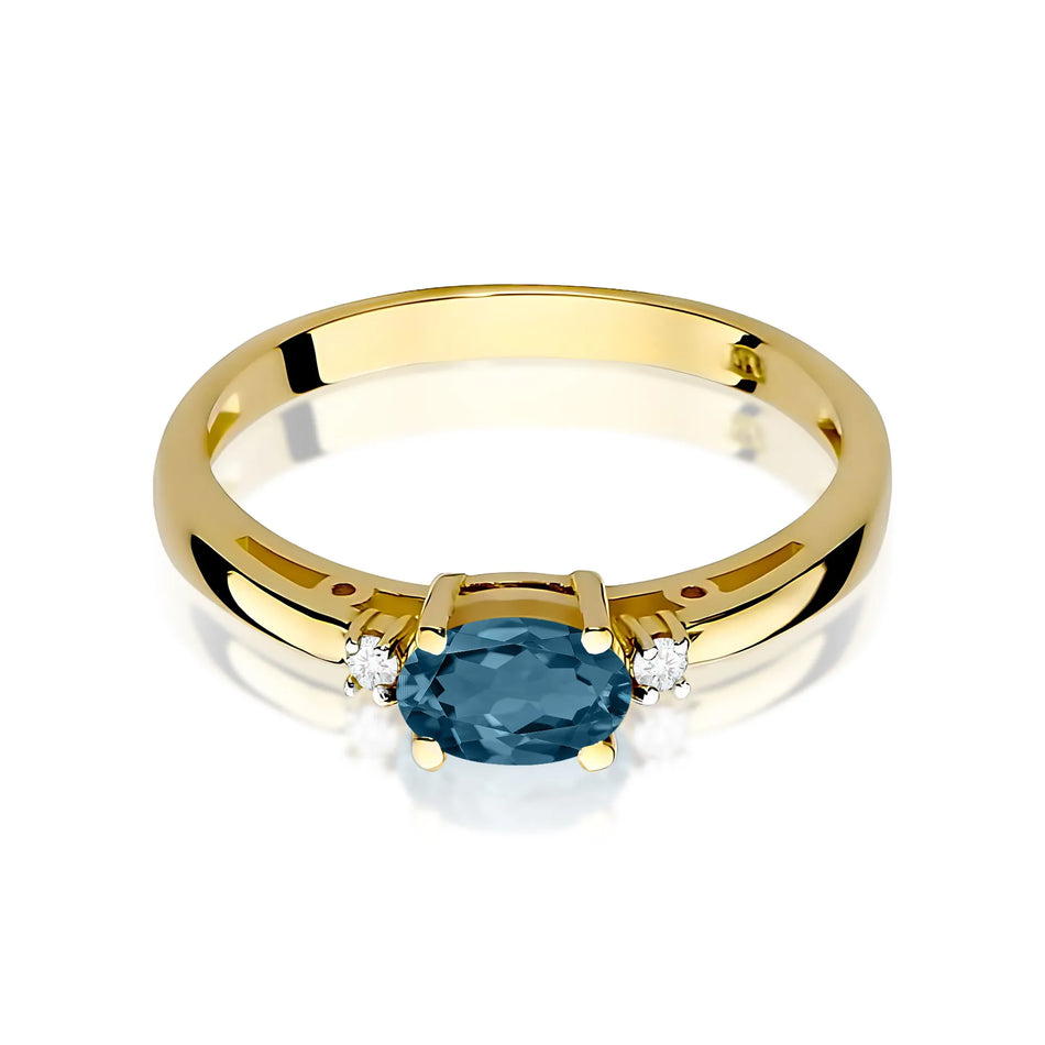 Zlatý prsten s 0,50ct topazem London Blue a 0,029ct diamanty