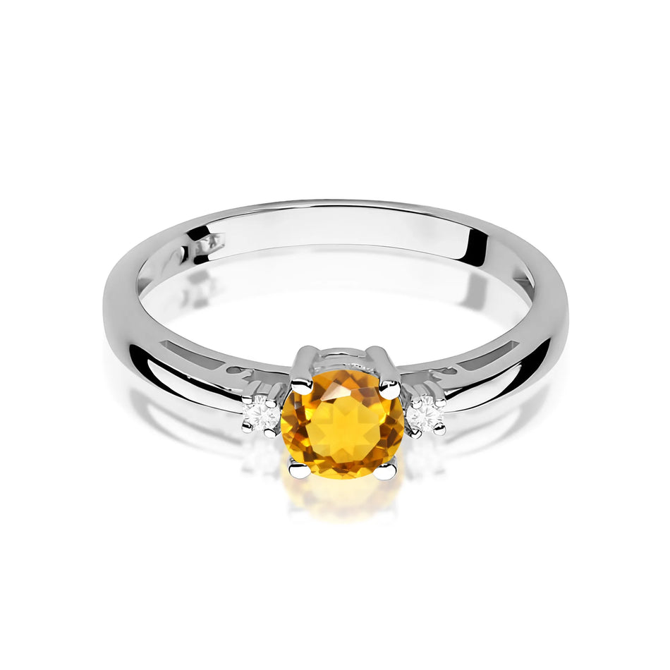 Gold Ring with 0.50ct Citrin and Diamonds