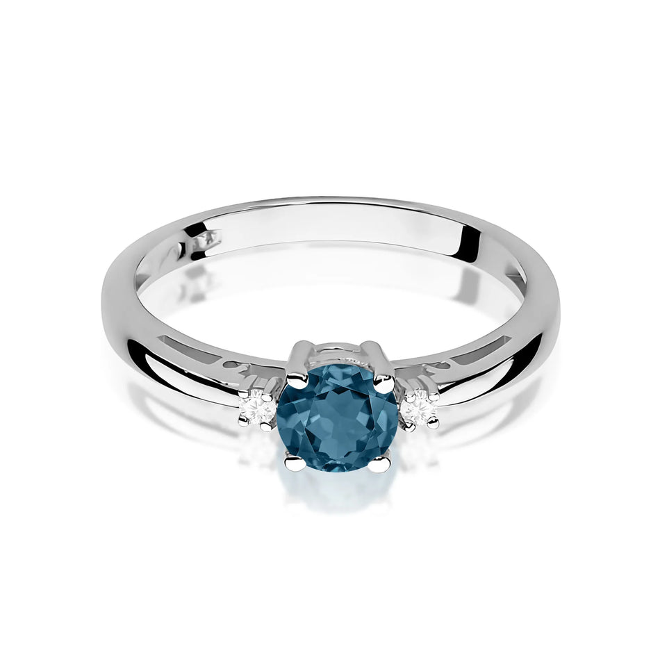 Zlatý prsten s 0,50ct topazem London Blue a 0,029ct diamanty