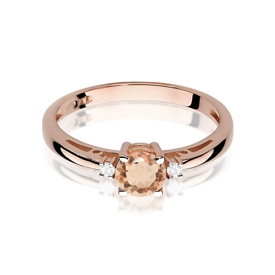 Gold Ring with 0.40ct Morganite and 0.029ct Diamonds