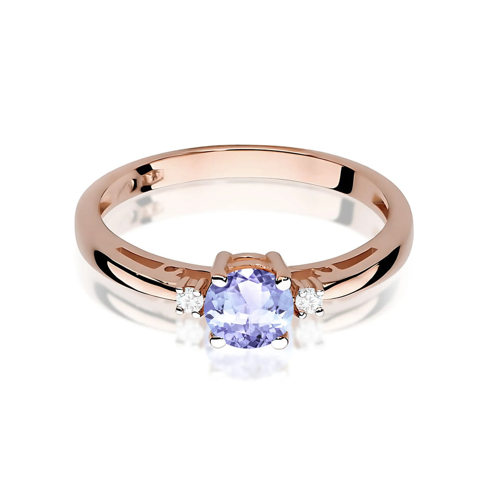 Zlatý prsten s 0,50ct tanzanitem a diamanty