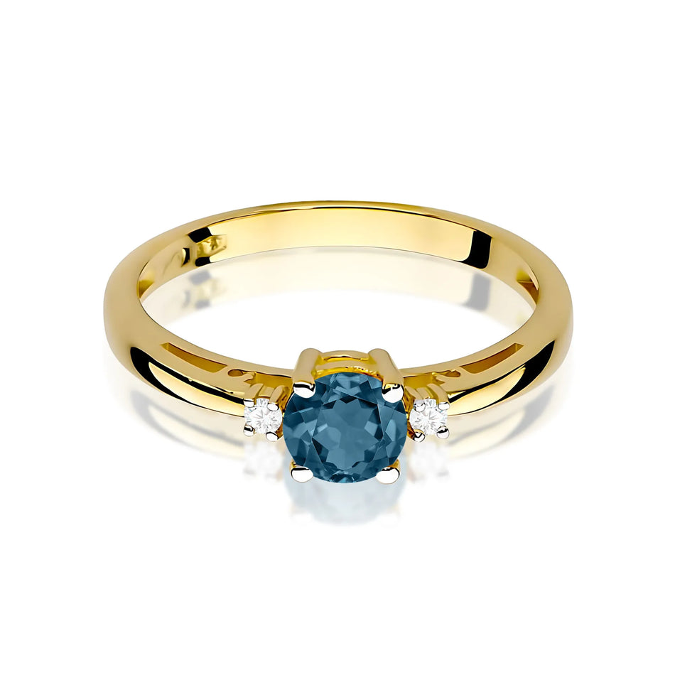 Zlatý prsten s 0,50ct topazem London Blue a 0,029ct diamanty