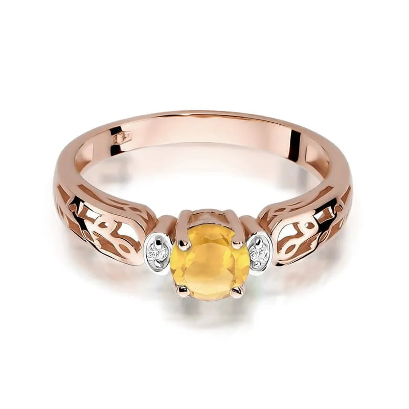 Gold Ring with 0.50ct Citrin and 0.02ct Diamonds