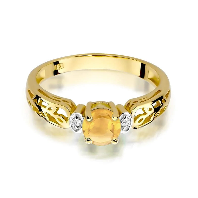 Gold Ring with 0.50ct Citrin and 0.02ct Diamonds