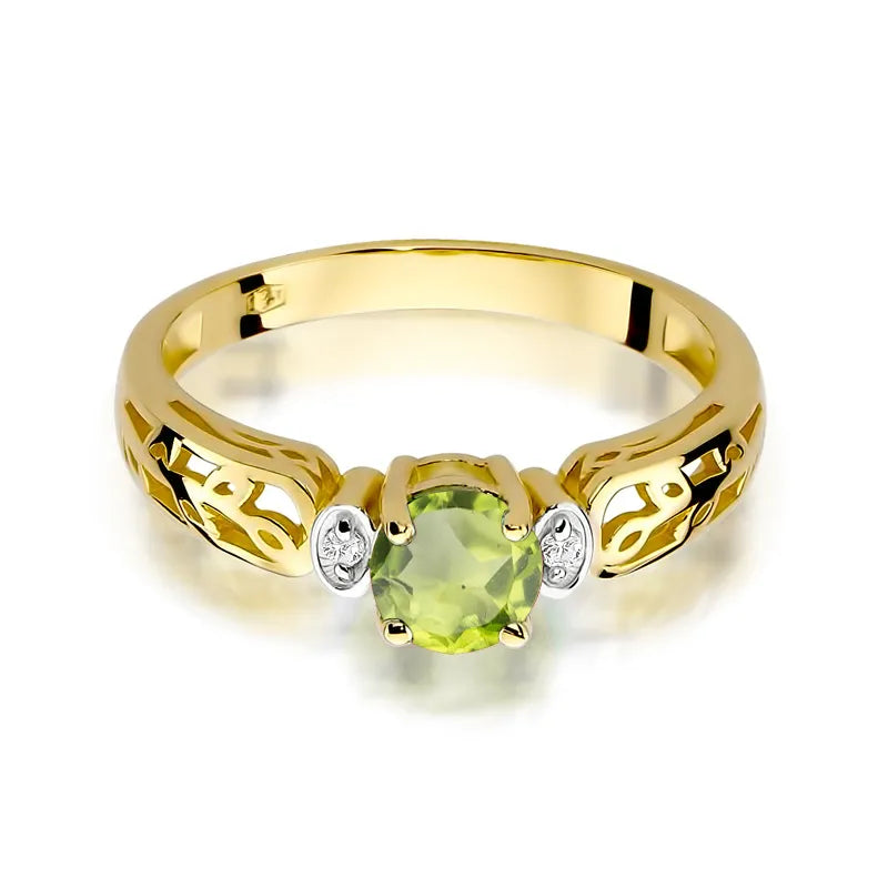 Gold Ring with 0.60ct Olivine and 0.02ct Diamonds