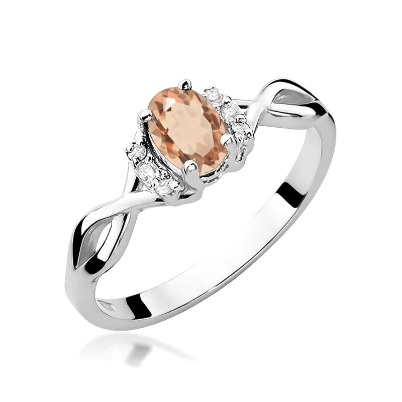 Gold Ring with 0.40ct Morganite and 0.052ct Diamonds