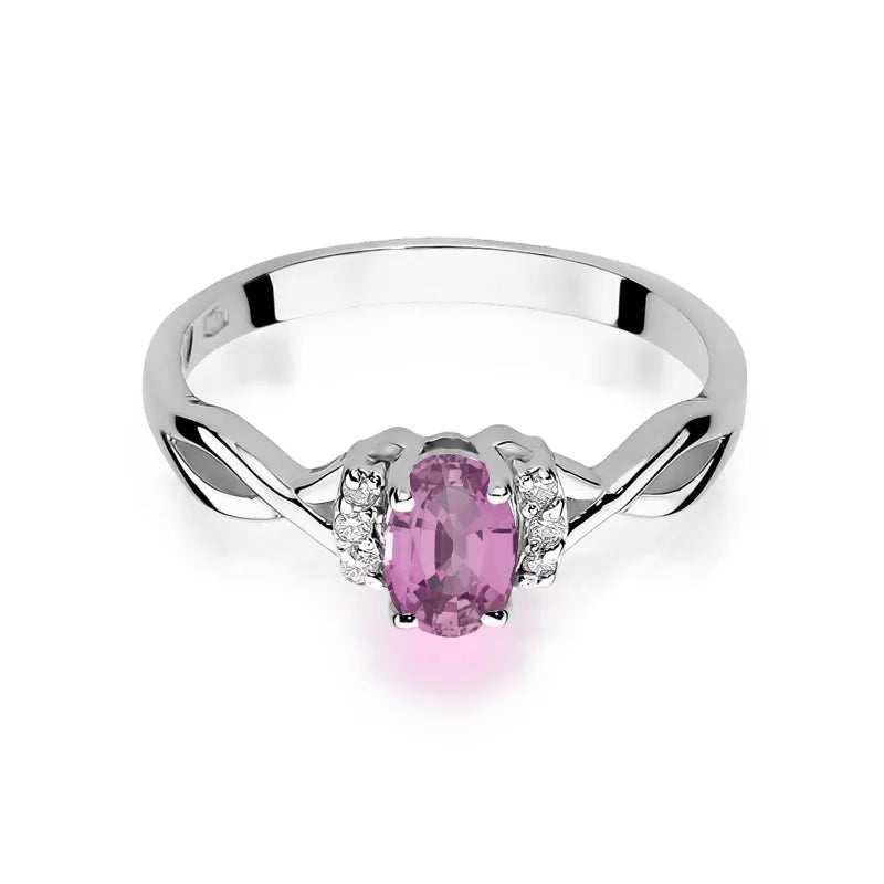 Gold Ring with 0.45ct Pink Sapphire and 0.052ct Diamonds