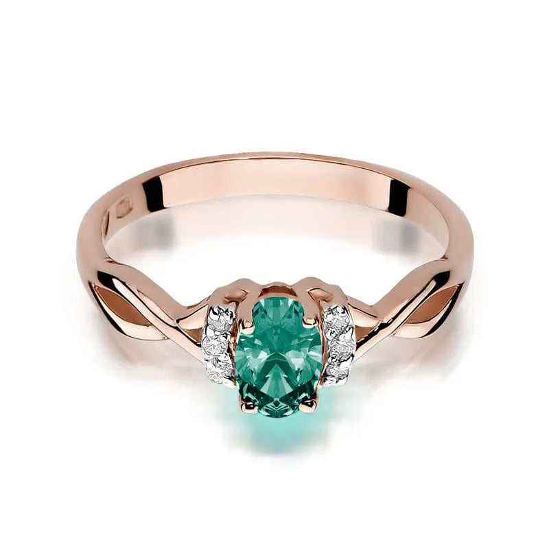 Gold Ring with 0.40ct Emerald and 0.052ct Diamonds