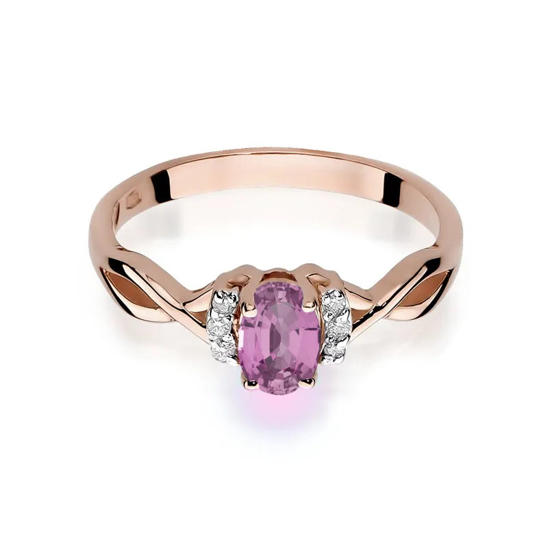 Gold Ring with 0.45ct Pink Sapphire and 0.052ct Diamonds