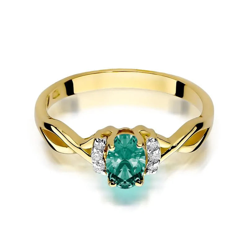 Gold Ring with 0.40ct Emerald and 0.052ct Diamonds