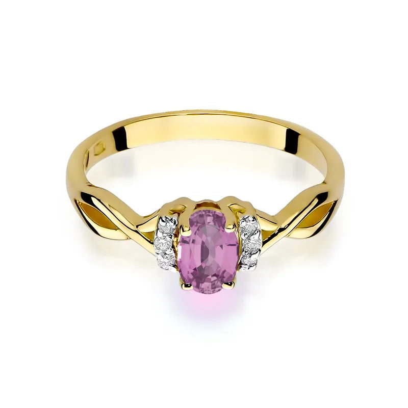 Gold Ring with 0.45ct Pink Sapphire and 0.052ct Diamonds