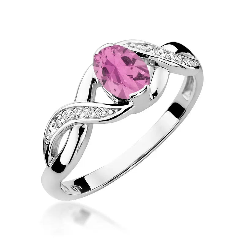 Gold Ring with 0.45ct Pink Sapphire and 0.05ct Diamonds