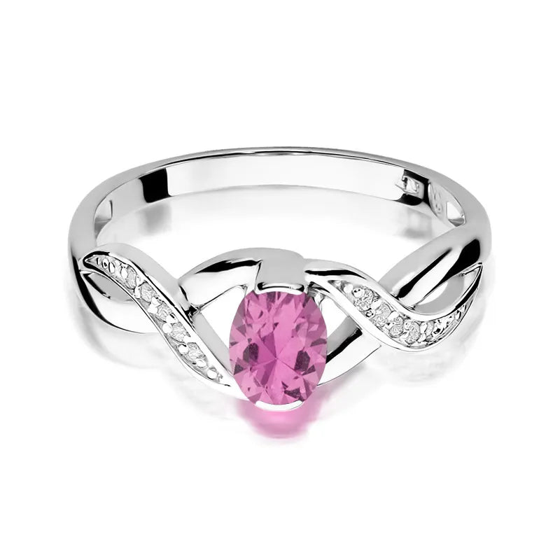Gold Ring with 0.45ct Pink Sapphire and 0.05ct Diamonds