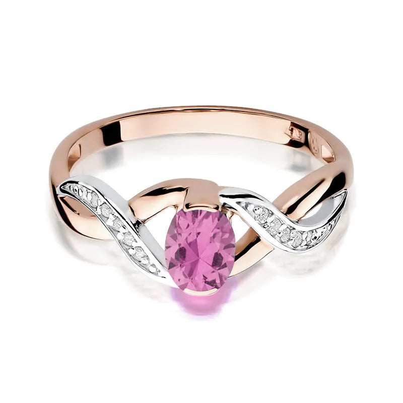 Gold Ring with 0.45ct Pink Sapphire and 0.05ct Diamonds