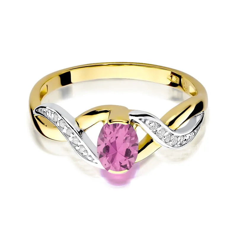 Gold Ring with 0.45ct Pink Sapphire and 0.05ct Diamonds