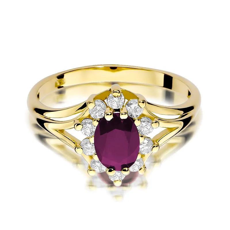 Gold Ring with 1.00ct Ruby and 0.30ct Diamonds
